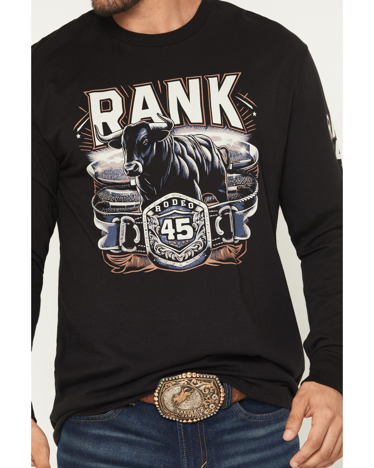 Image #3 - RANK 45® Men's Buckle Up Long Sleeve Graphic T-Shirt, Black, hi-res