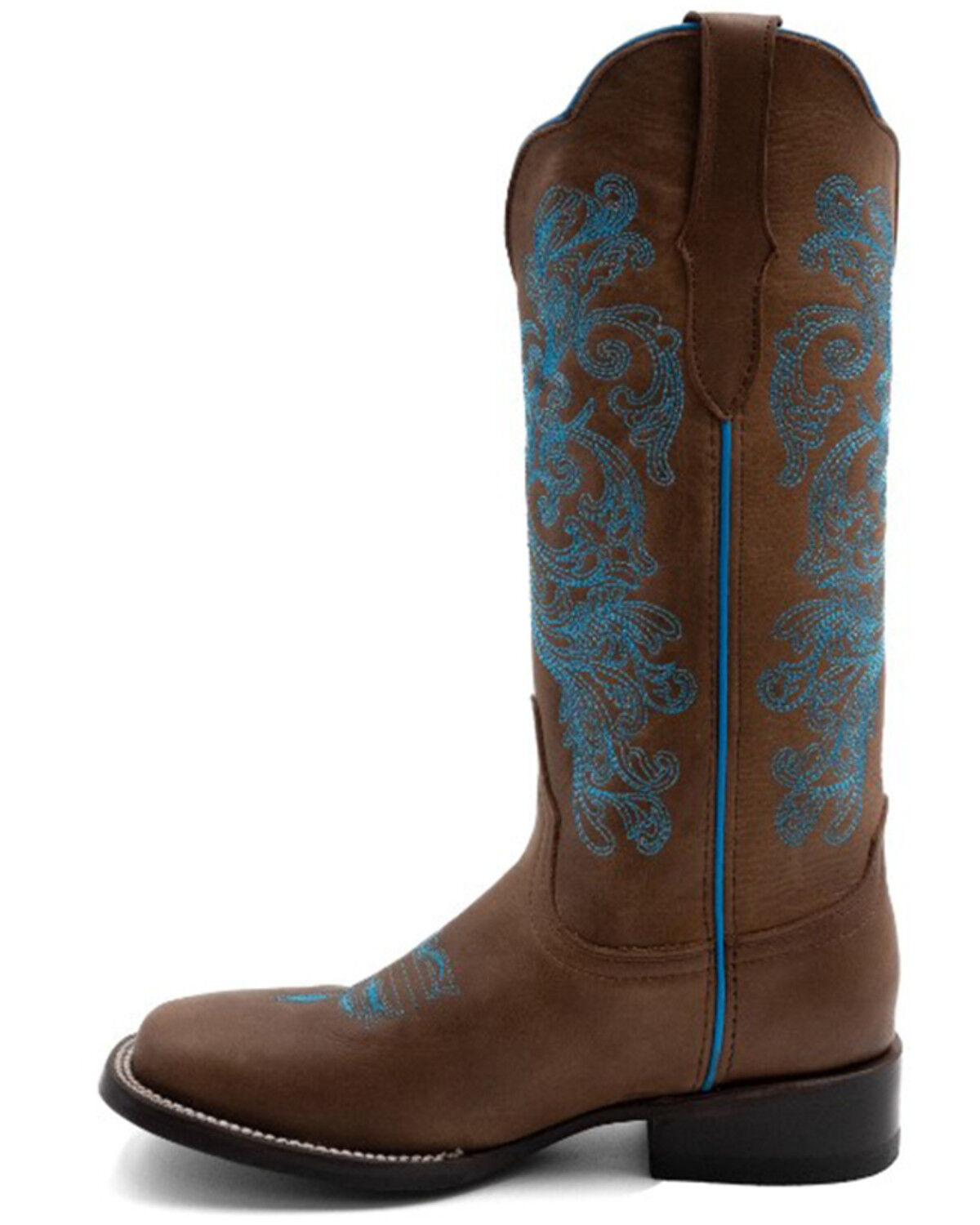 Image #3 - Ferrini Women's Ella Cross Western Boots - Broad Square Toe, Brown, hi-res