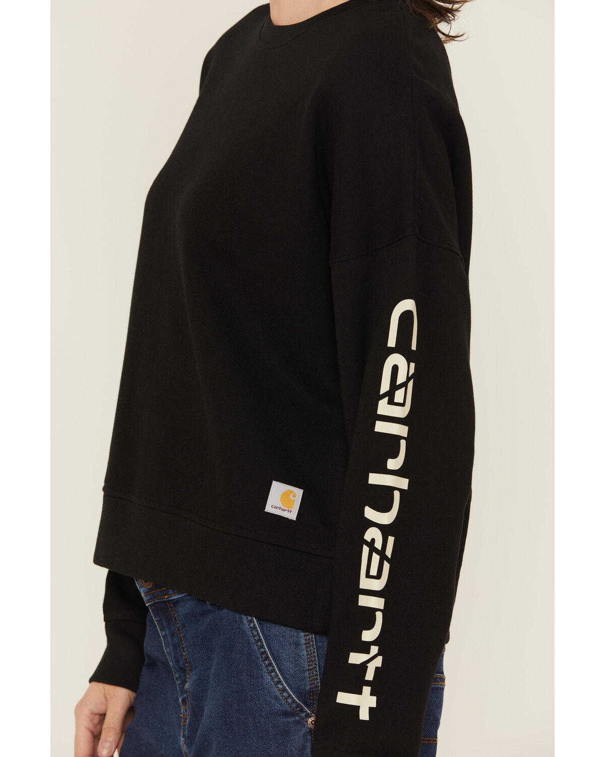 Image #3 - Carhartt Women's TENCEL™ Fiber Series Loose Fit Long Sleeve Graphic Sweatshirt, Black, hi-res