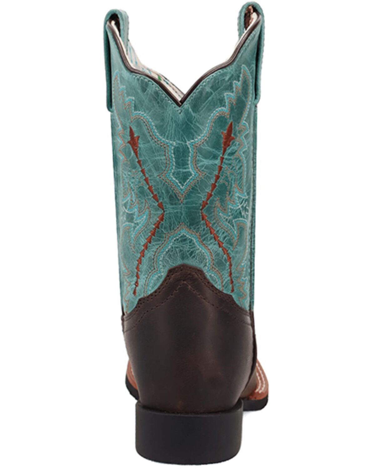 Image #5 - Dan Post Little Girls' Salina Western Boots - Broad Square Toe, Chocolate/turquoise, hi-res