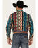 Image #4 - Wrangler Men's Checotah Southwestern Print Long Sleeve Pearl Snap Western Shirt, , hi-res