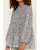 Image #3 - Hayden Girls' Ditsy Floral Long Sleeve Ruffle Top, Blue, hi-res
