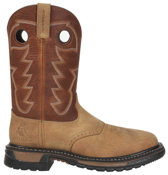 Rocky Men's Original Ride Waterproof Western Boots - Steel Toe, Tan, hi-res