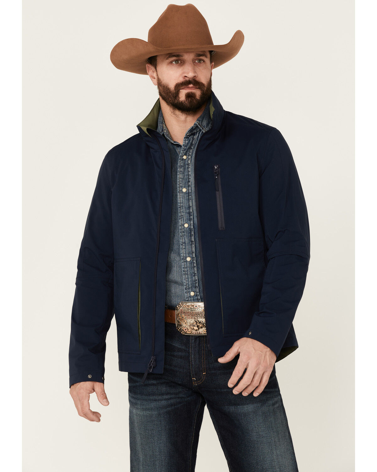 Image #1 - Pendleton Men's Solid Outdoorsman Zip-Front Wind Breaker Jacket, Navy, hi-res