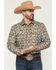 Image #1 - RANK 45&reg; Men's TEK Tracker Geo Print Long Sleeve Snap Performance Western Shirt, Brown, hi-res