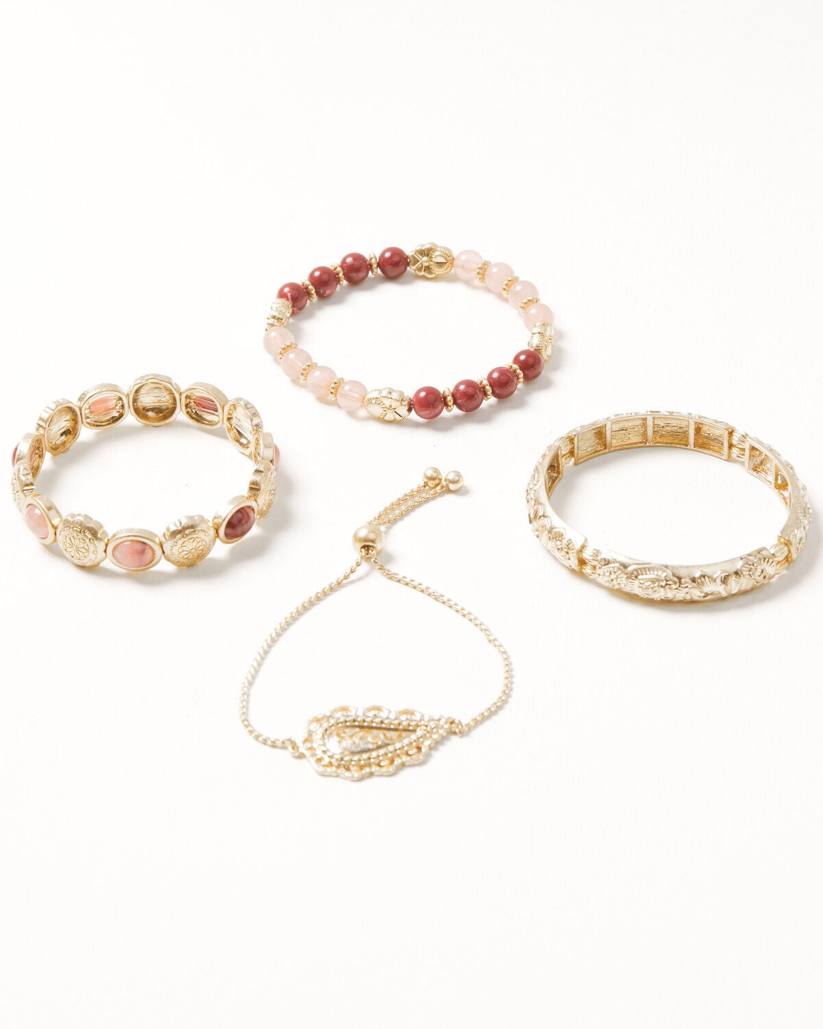 Shyanne Women's Rosewood Paisley Bracelet Set - 4 Piece, Gold, hi-res