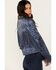 Image #2 - Idyllwind Women's Banbury Printed Faux Suede Moto Jacket, Steel Blue, hi-res