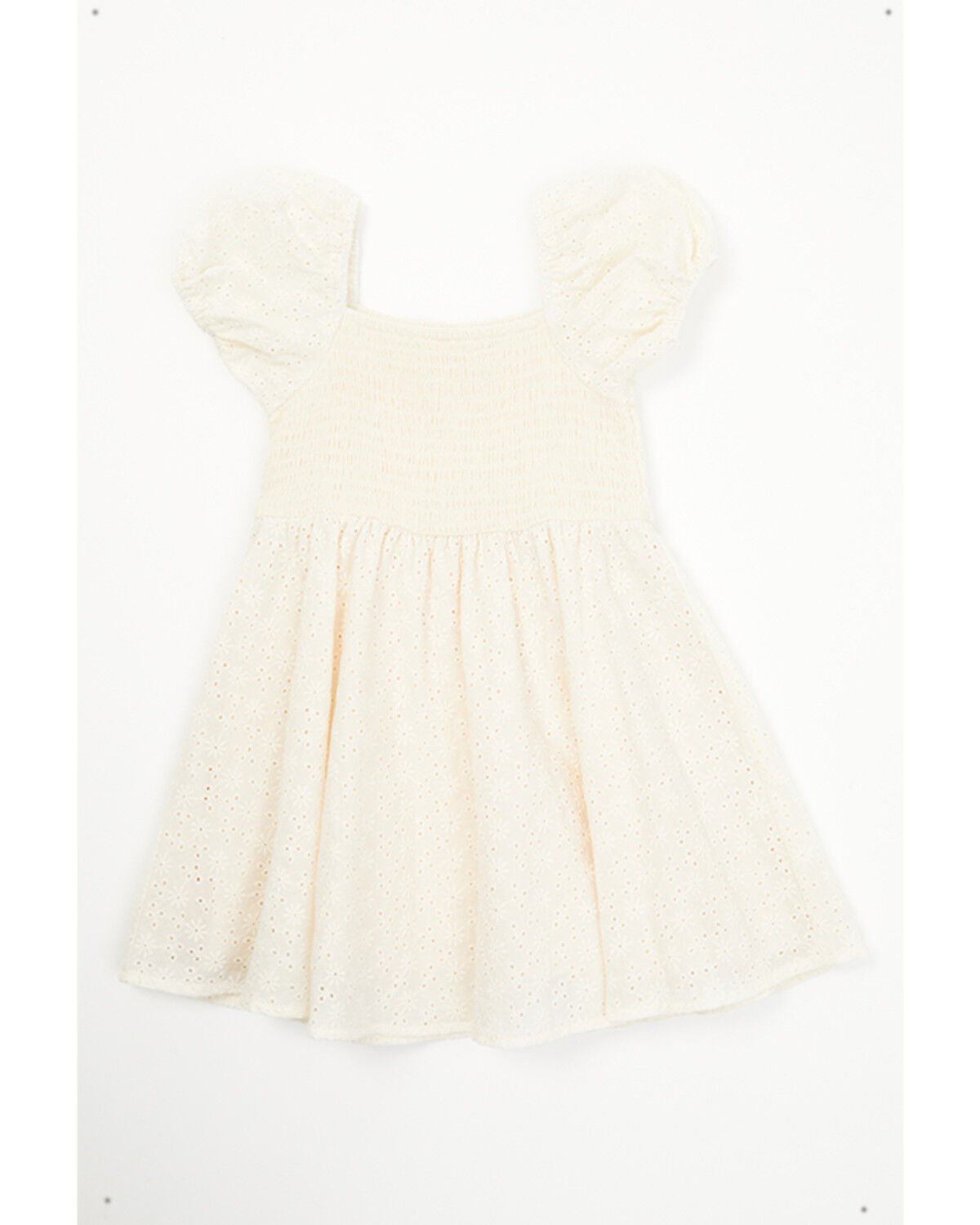 Image #3 - Yura Toddler Girls' Puff Eyelet Sleeve Dress, Cream, hi-res