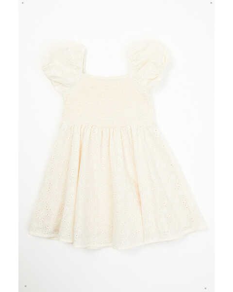 Image #3 - Yura Toddler Girls' Puff Eyelet Sleeve Dress, Cream, hi-res