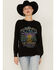 Image #1 - Cleo + Wolf Women's Day Dreaming, Day Drinking Graphic Thermal Pullover Sweatshirt, Black, hi-res