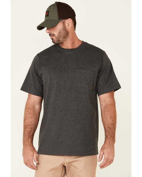 Hawx Men's Solid Charcoal Forge Short Sleeve Work Pocket T-Shirt - Big , Charcoal, hi-res