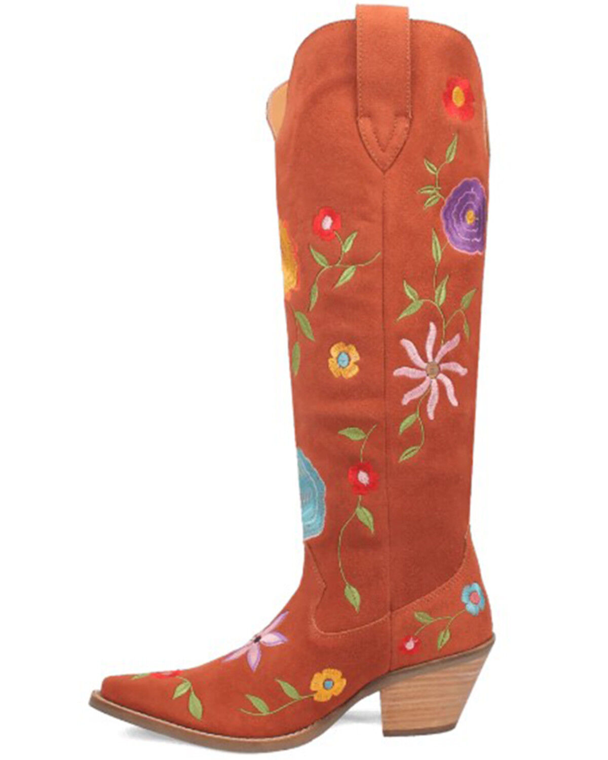 Image #3 - Dingo Women's Flower Power Suede Tall Western Boots - Snip Toe, Rust Copper, hi-res