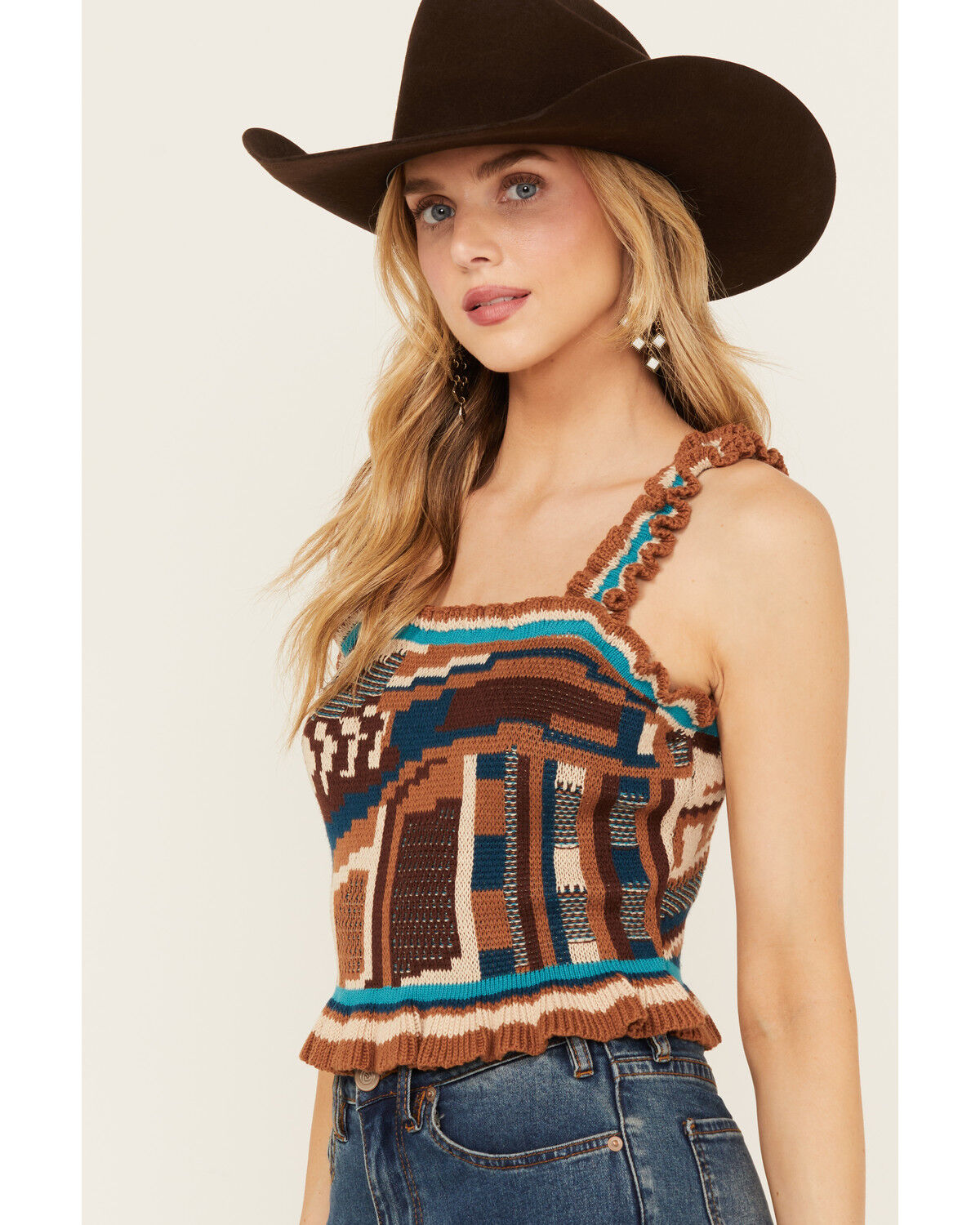 Image #2 - Shyanne Women's Crochet Sweater Tank, Medium Blue, hi-res