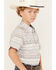 Image #2 - Cody James Boys' Striped Short Sleeve Snap Western Shirt, Tan, hi-res