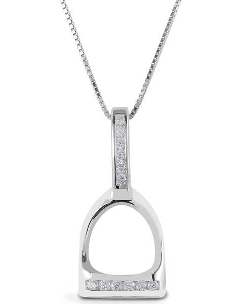  Kelly Herd Women's Large English Stirrup Necklace , Silver, hi-res