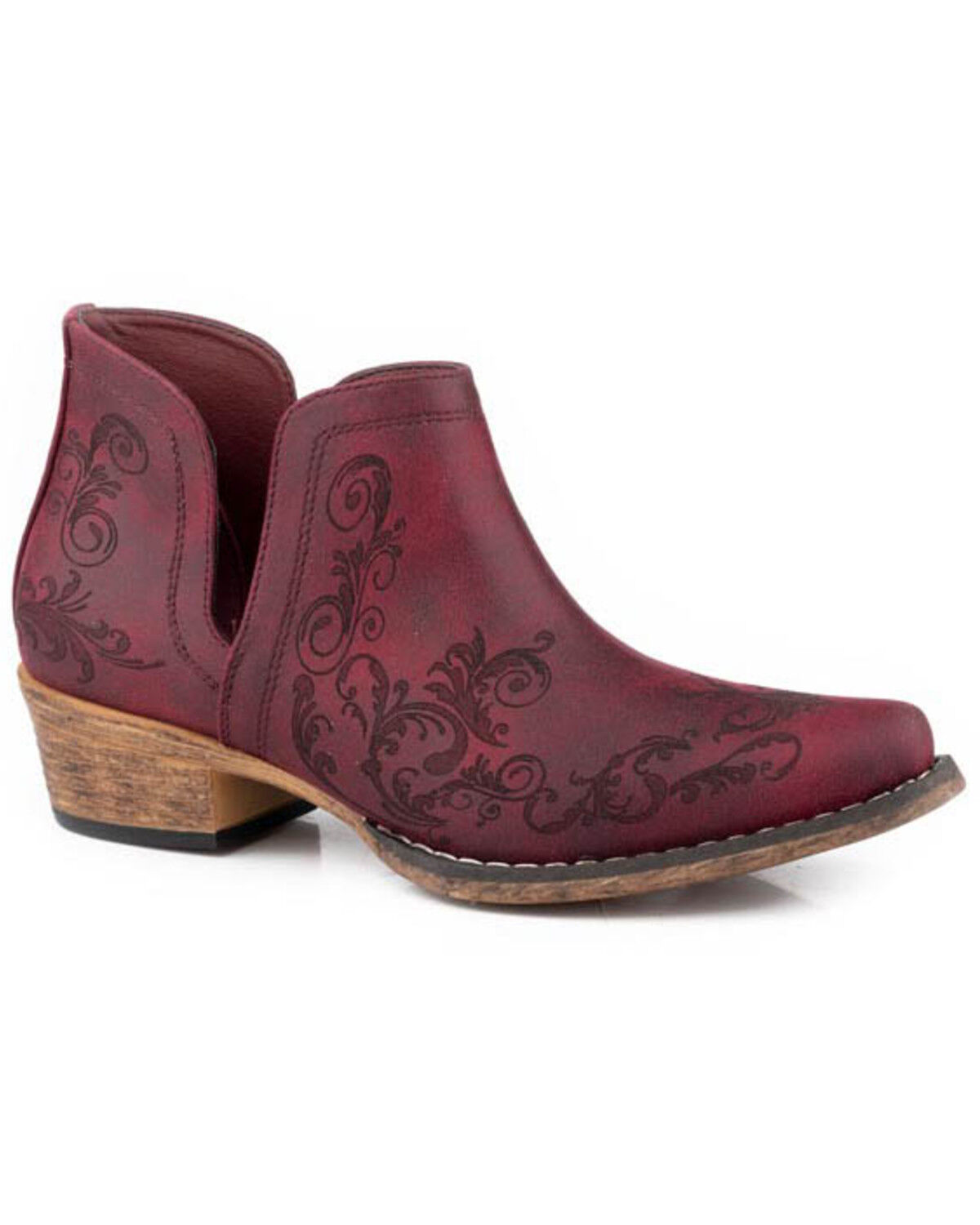 Image #1 - Roper Women's Ava Western Booties - Snip toe, Red, hi-res