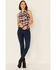 Shyanne Women's Navy Plaid Sleeveless Western Shirt, Navy, hi-res
