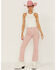 Image #1 - Sneak Peek Women's High Rise Raw Hem Crop Jeans, Pink, hi-res