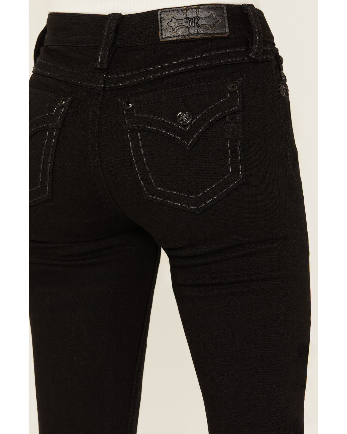 Image #2 - Miss Me Women's Classic Mid Rise Stretch Bootcut Jeans, Black, hi-res