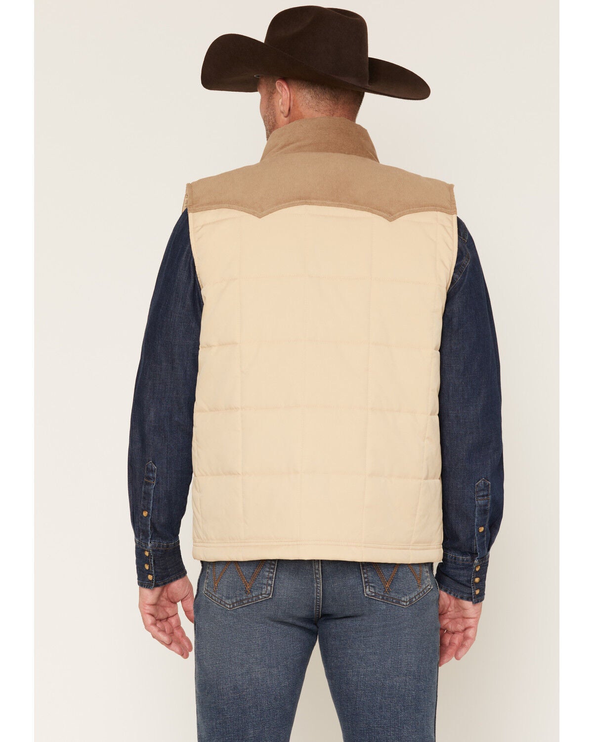 Image #4 - Zach Top X Kimes Ranch Men's Colorblock Corduroy Puffer Vest, Khaki, hi-res