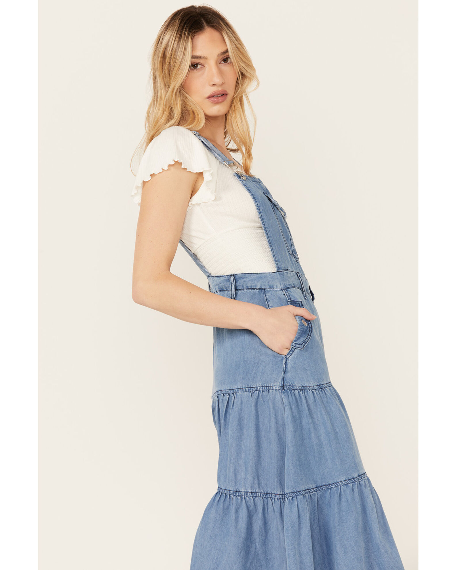 Vibrant Denim Women s Medium Wash Overall Denim Dress