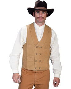 Rangewear by Scully Cotton Canvas Double Breasted Vest - Big & Tall, Brown, hi-res