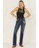 Image #1 - Idyllwind Women's Ellwood Dark Wash High Rise Patch Bootcut Super Stretch Denim Jeans, Dark Wash, hi-res