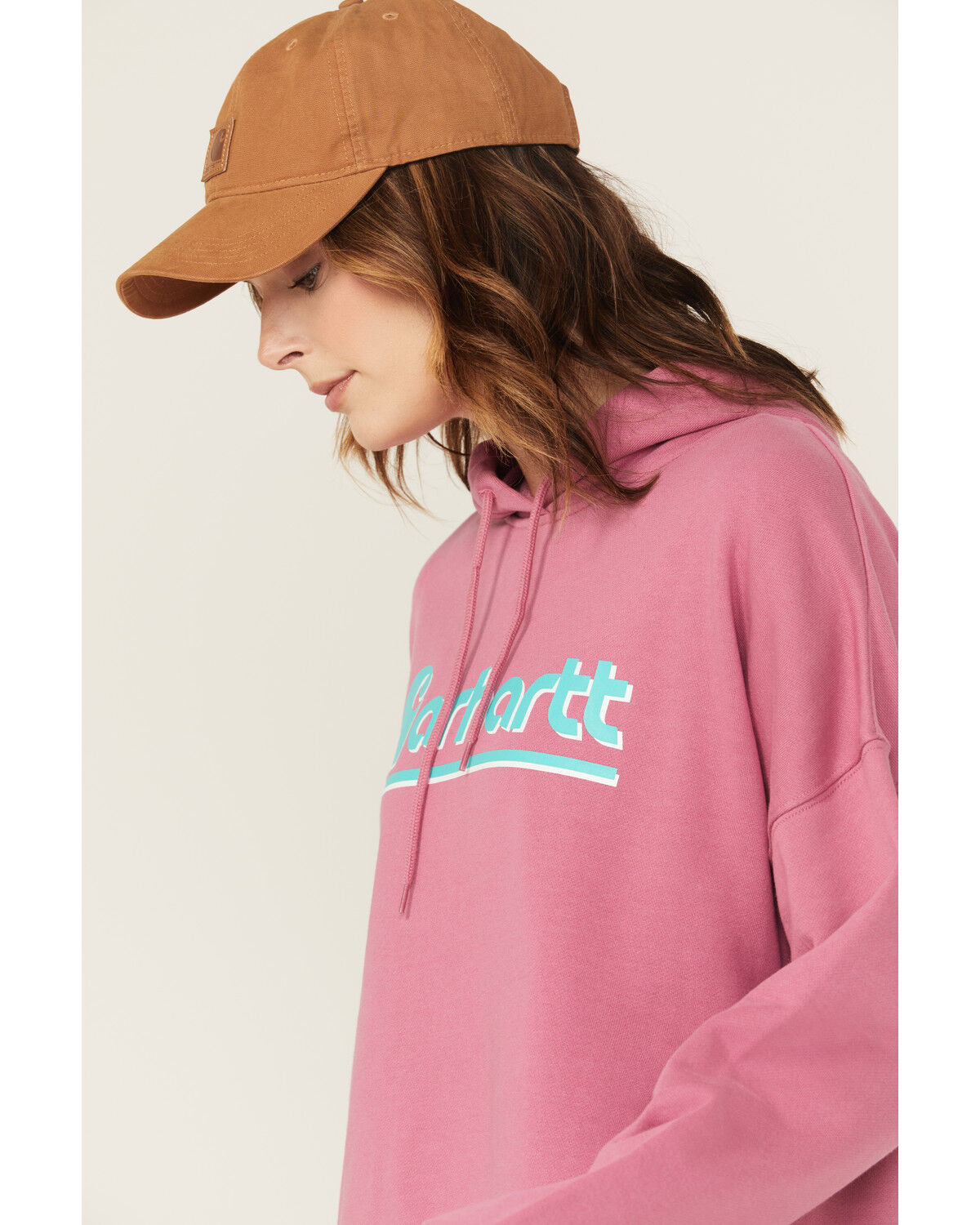 Image #2 - Carhartt Women's Tencel™ Fiber Series Loose Fit Graphic Hoodie, Dark Pink, hi-res