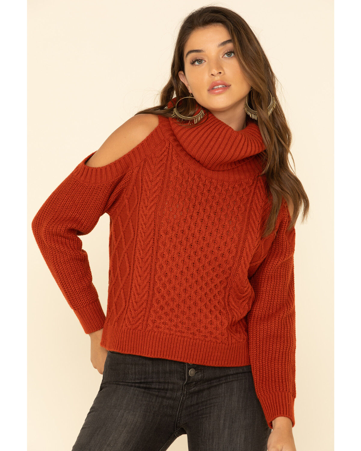 cold shoulder turtleneck sweater