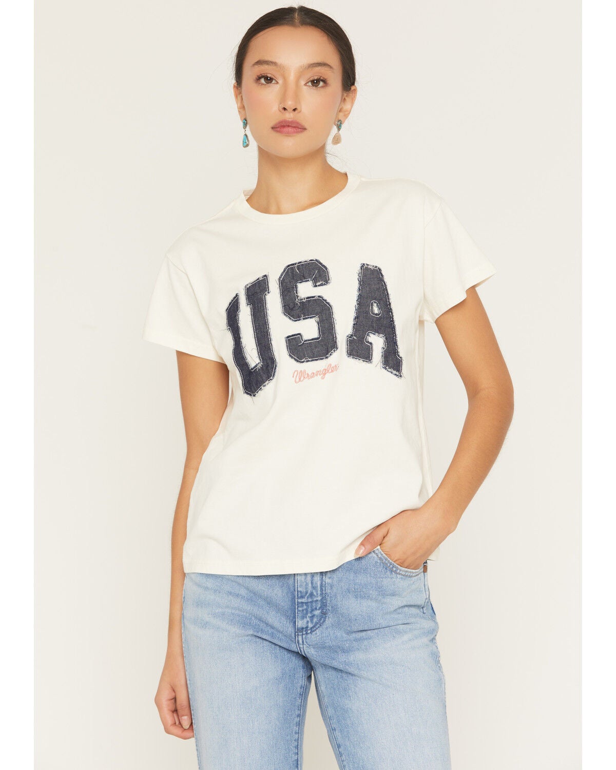 Wrangler Retro Women's USA Short Sleeve Tee, Cream, hi-res