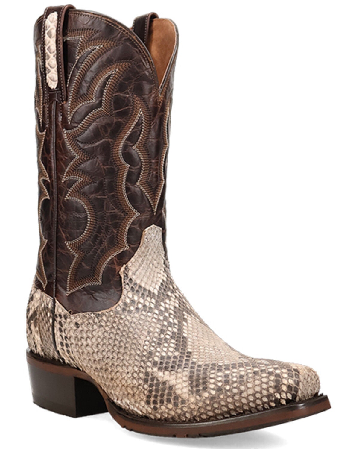 Image #1 - Dan Post Men's Exotic Python Western Boots - Square Toe, Natural, hi-res