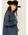 Image #2 - Ariat Women's Long Sleeve Button-Down Denim Shacket, Blue, hi-res