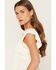 Image #2 - Wild Moss Women's Solid Hanky Hem Short Sleeve Top, Ivory, hi-res