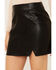 Image #2 - Jolt Women's Black Faux-Leather Slit Mini Skirt, , hi-res