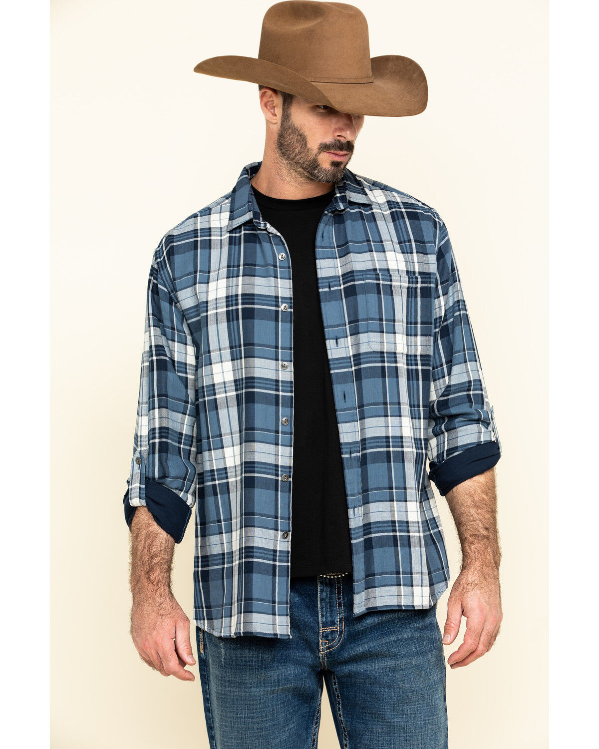 Image #1 - Pendleton Men's Fairbanks Plaid Button Long Sleeve Western Shirt, Blue, hi-res