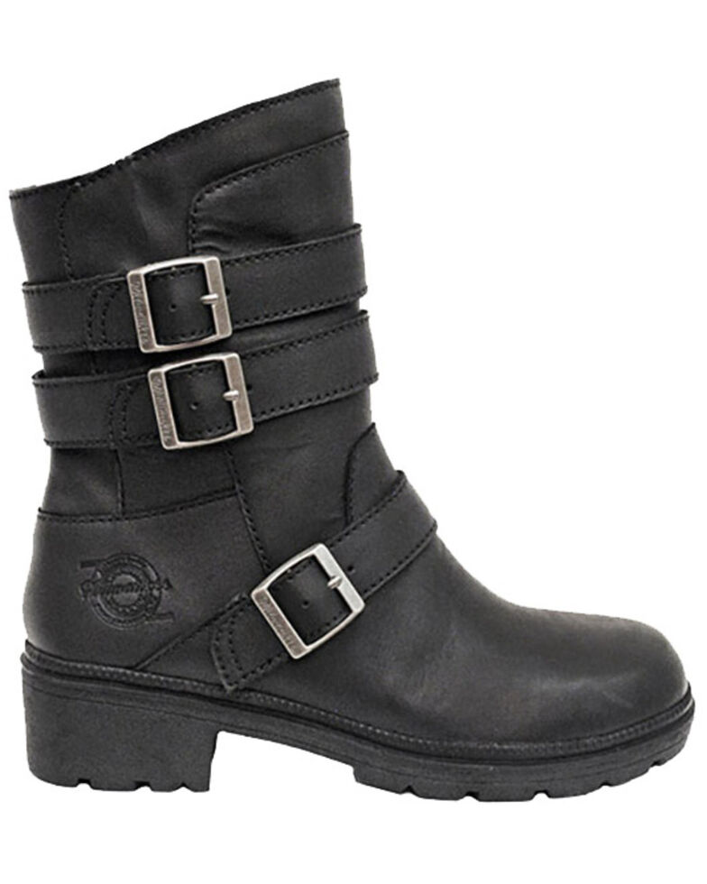 Milwaukee Motorcylce Clothing Women's Cameo Moto Boots - Round Toe, Black, hi-res