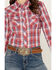 Image #3 - Ely Walker Women's Plaid Print Long Sleeve Pearl Snap Western Shirt, Red, hi-res