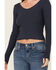 Image #3 - Shyanne Women's Ribbed Long Sleeve Sweater, Navy, hi-res