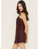 Image #2 - Shyanne Women's Faux Suede Lace Tank Mini Dress, Brown, hi-res