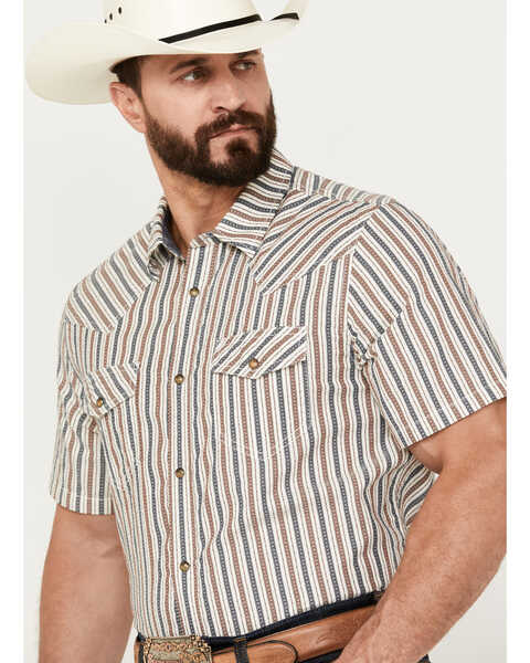 Image #2 - Cody James Men's Tie Down Striped Short Sleeve Western Snap Shirt, White, hi-res