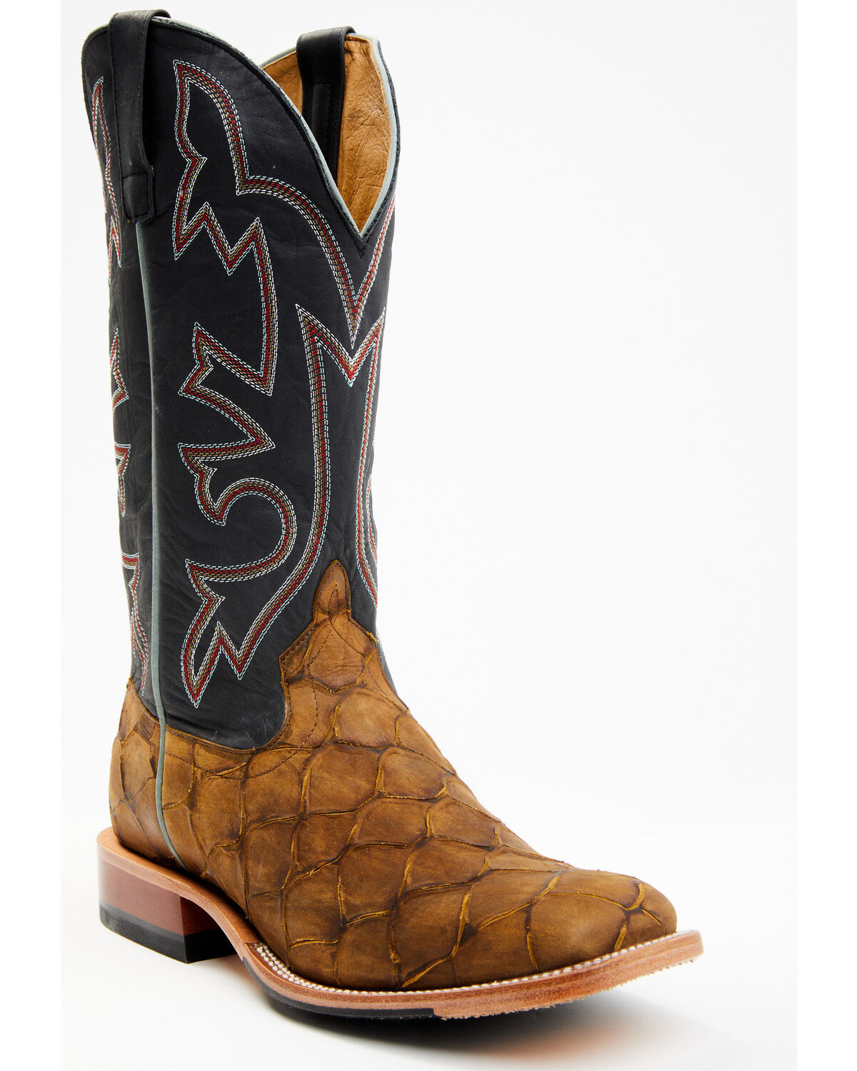 Image #1 - Horse Power Men's Honey Filet Of Fish Print Western Boots - Square Toe, Tan, hi-res