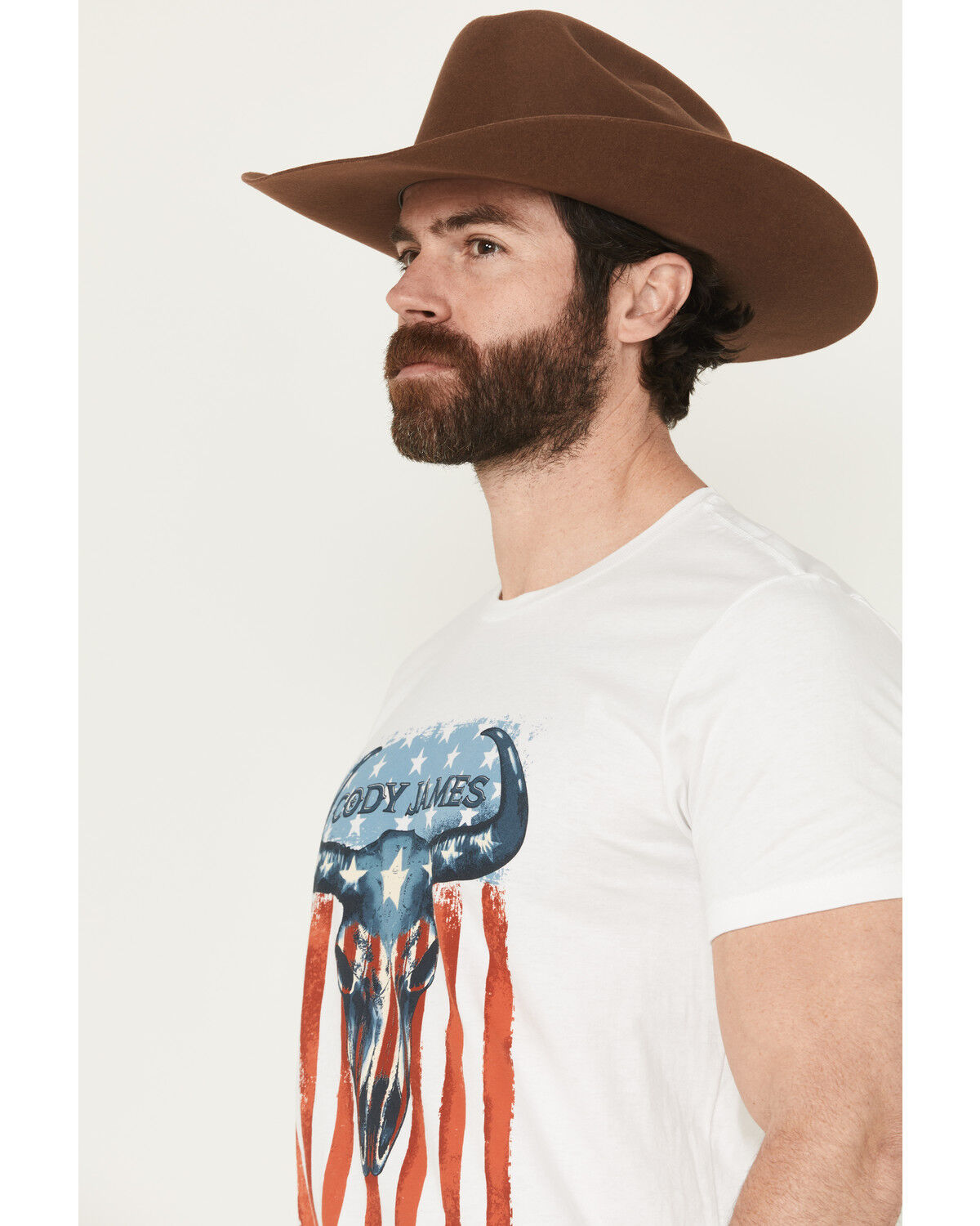 Image #2 - Cody James Men's Heritage Steer Skull Short Sleeve Graphic T-Shirt, White, hi-res