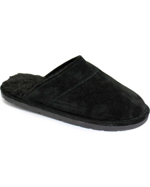 Image #1 - Lamo Footwear Men's Scuff Leather Slippers, Black, hi-res