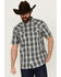 Image #1 - Moonshine Spirit Men's Macho Plaid Print Short Sleeve Snap Western Shirt, White, hi-res