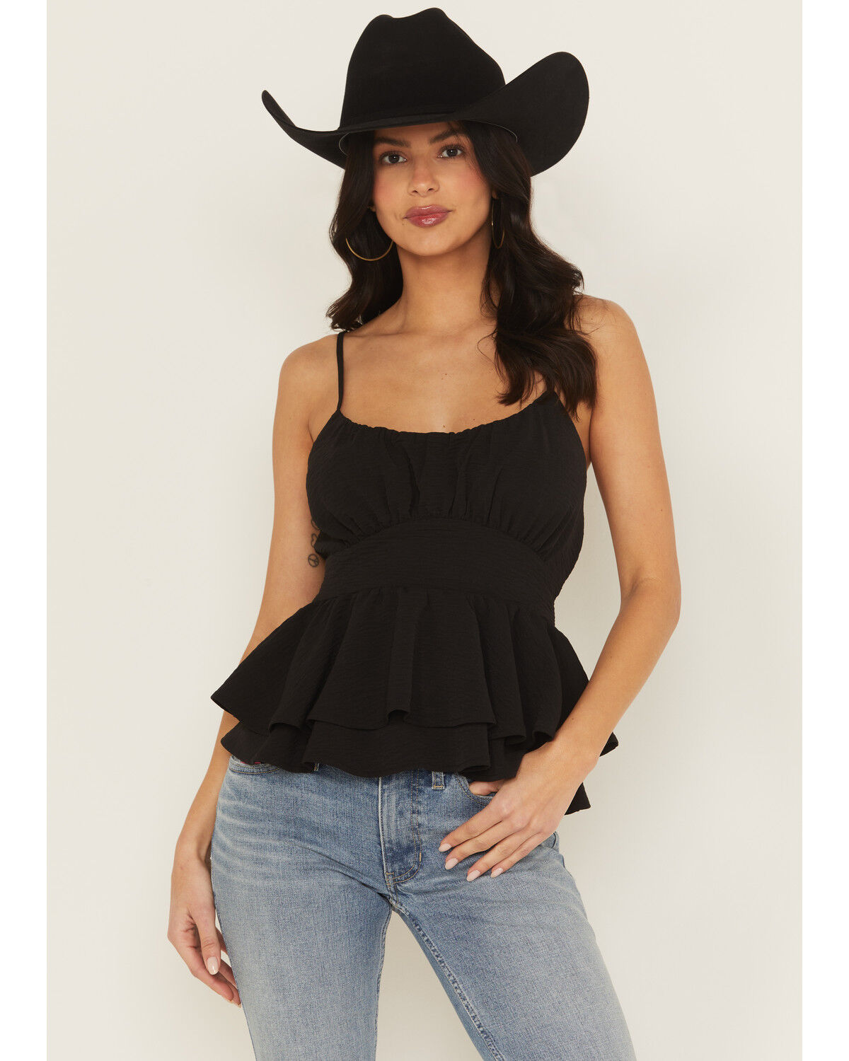 Image #1 - Originality Women's Emma Sleeveless Tie-Back Top, Black, hi-res