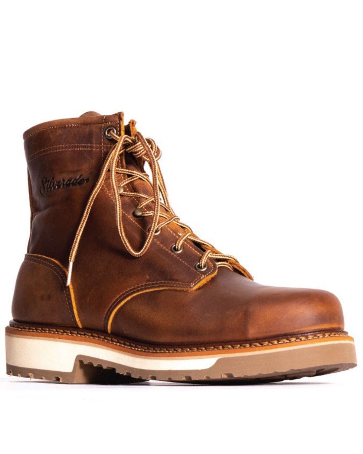 Silverado Men's Lace-Up Work Boots - Steel Toe, Tan, hi-res