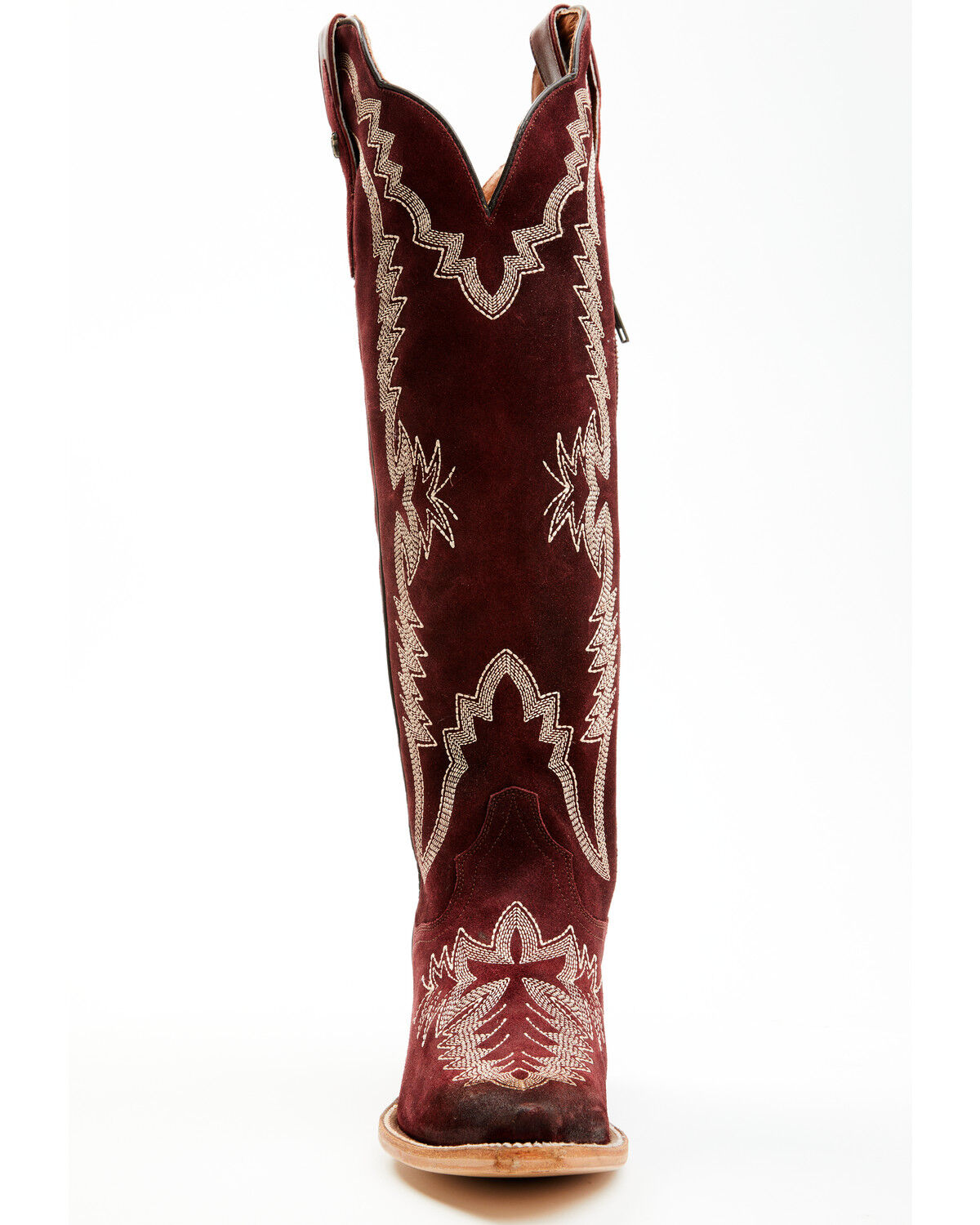 Image #4 - Dan Post Women's Marlowe Suede Western Boots - Snip Toe, Red, hi-res