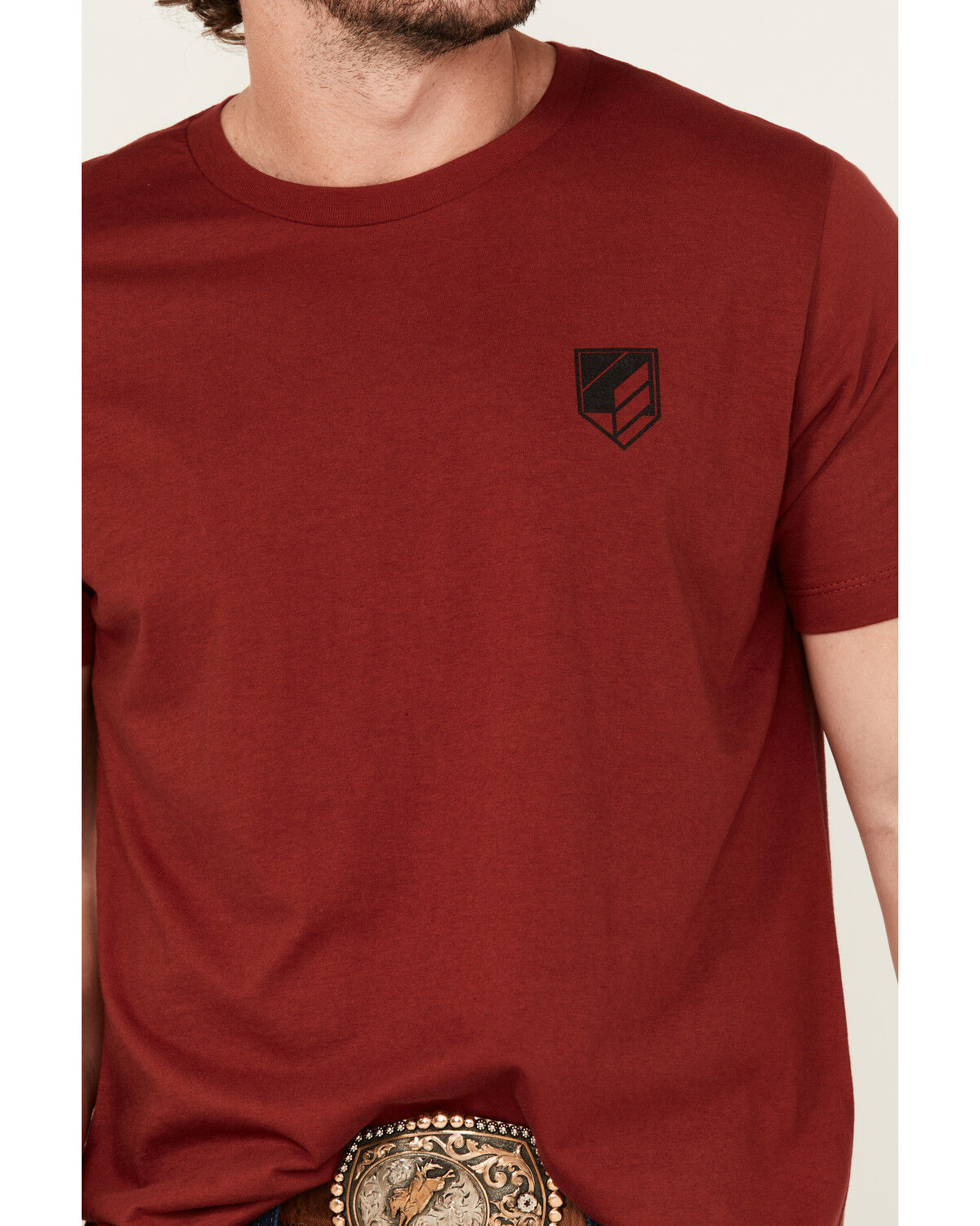 Image #3 - RANK 45® Men's Rough Rider Short Sleeve Graphic T-Shirt, Burgundy, hi-res
