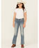 Image #3 - Rock & Roll Denim Girls' Star Pocket Bootcut Stretch Denim Jeans, Blue, hi-res