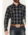 Image #3 - Cody James Men's Irving Plaid Print Long Sleeve Snap Western Shirt - Tall, Navy, hi-res